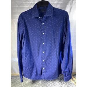 Tommy Hilfiger Mens Shirt  15 1/2 34/35 Blue Chevron Long Sleeve M